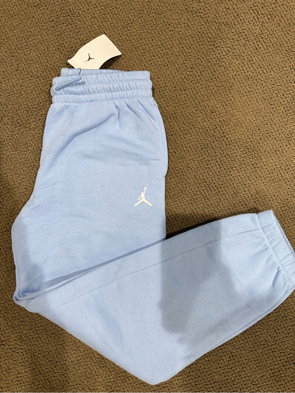 Jordan Kids Light Blue Fleece Joggers with White Jumpman